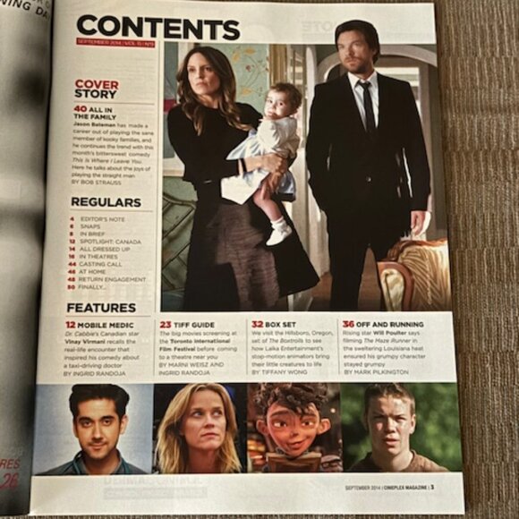 2/$40 CINEPLEX Magazine Sept 2014 Vol 15 No 9 Jason Bateman TIFF The Boxtrolls - Picture 2 of 3